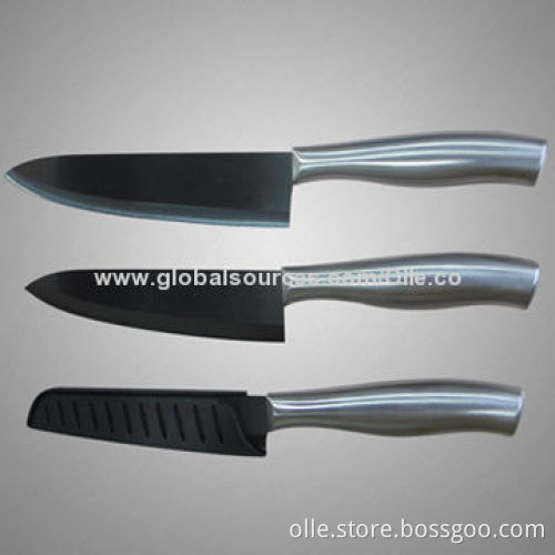 Ceramic Chef's Knife Set with Metal Handle, 35-42 Degrees Cutting Edge Angle